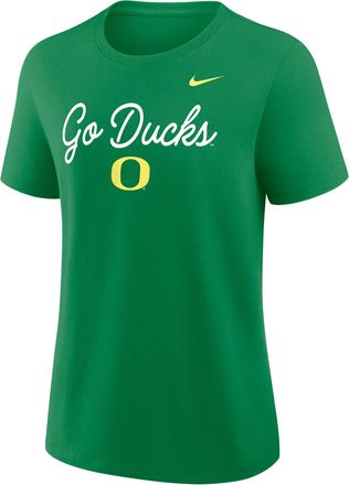 Nike Oregon Script Mantra Logo Nike Womens College T-Shirt in Green | 01K930DUON-VVT