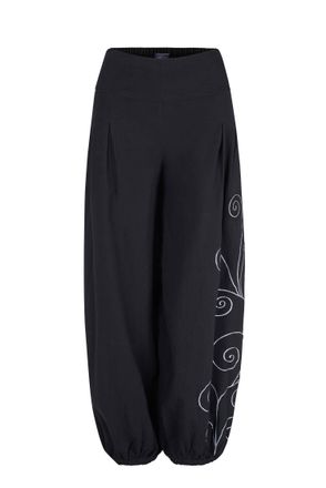 Wicked Dragon Long Trousers with Swirly Embroidery (Black, L/XL)
