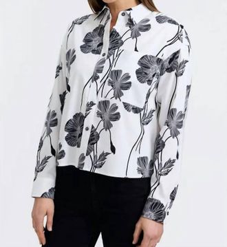 Foxcroft Marina Long Sleeve Top In White & Black