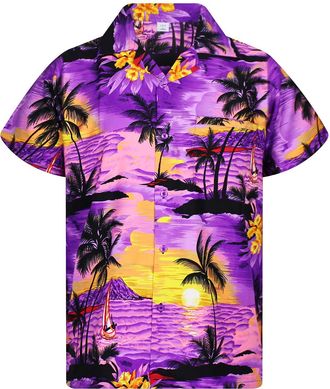 V.H.O. Funky Hawaiian Shirt, Shortsleeve, Surf, Purple, 6XL
