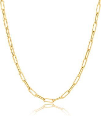 MAX + STONE 14k Yellow Gold Paperclip Chain Link Necklace 18 Inch length
