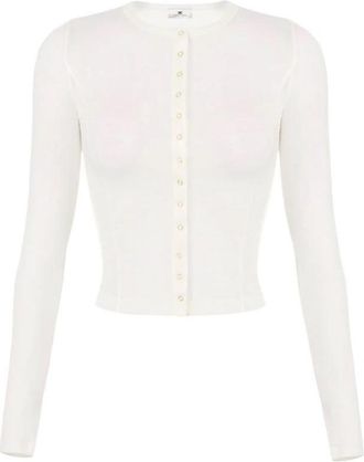 Elisabetta Franchi Lichtgewicht Jersey Cardigan - Dames - Vesten - Wit - S - Wol - Truien & Vesten