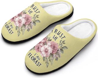 Generic Trust Me I Am A Florist Slippers Men Winter Warm Cotton Anti-Slip Indoor Slip-Ons House Shoes