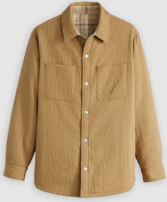 Levi's Mens Levis Bryant Snap Button Solid Patterned Overshirt in Ermine - Brown - Size X-Large