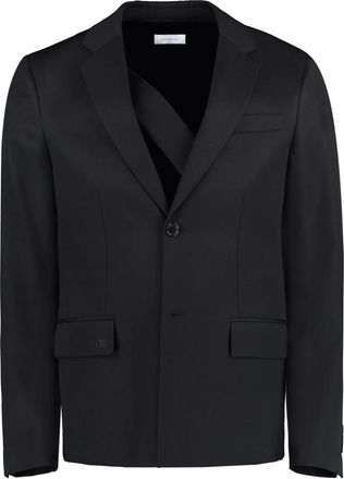 Off-white Jassen, Heren, Zwart, L, Wol, Enkelrijige Jas van Maagdelijke Wol