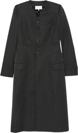Maison Margiela Grey V-Neck Single Breasted Long Coat