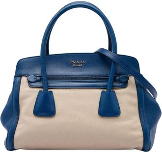 Prada Pre-owned Prada Saffiano Cuir Trimmed Canapa Satchel Ladies O6FQH2SNHZWO5JHZ