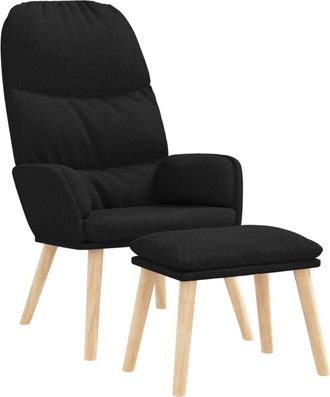 vidaXL Sill&oacute;n De Relax Con Reposapi&eacute;s Tela Negro Vidaxl