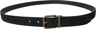 Dolce & Gabbana Mens Suede Leather With Gold Metal Buckle Belt Black Calf