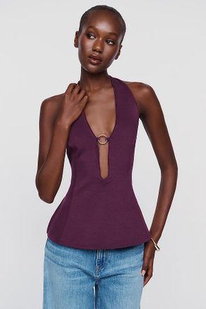 Maeve Brass Plunge Halter Tank Top