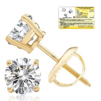 MAX + STONE 14k Yellow/White Gold 1/4-2 Carat IGI Certified Lab Grown Diamond Stud Earrings