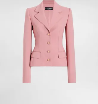 Dolce & Gabbana Single-breasted Wool Crepe Dolce Jacket - Woman Blazers Pink 38