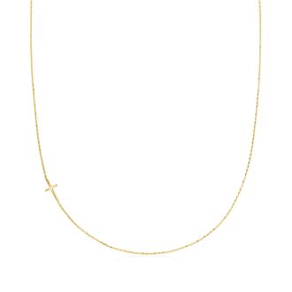 RS Pure by Ross-Simons 14kt Yellow Gold Sideways Cross Necklace