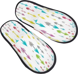 Generic Fuzzy Slippers Colorful Hand Drawn Art Printing Furry Slippers Unisex Casual House Shoes For Bedroom Party Women M