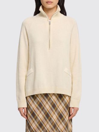 Semicouture Half-Zip Wool Turtleneck Jumper with Ribbed Trims