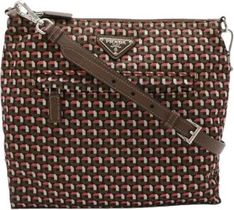 Prada Pre-owned Cross Body Bags, female, Brown, Size: ONE SIZE Pre-owned Vintage Tessuto Shoulder Bag