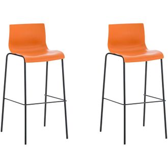 Clp Clp - Set 2x Taburete Hover Con Asiento De Pl&aacute;stico & Base De Metal Naranja Negro