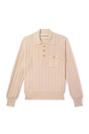 Valentino Garavani Ribbed Cotton Polo Shirt
