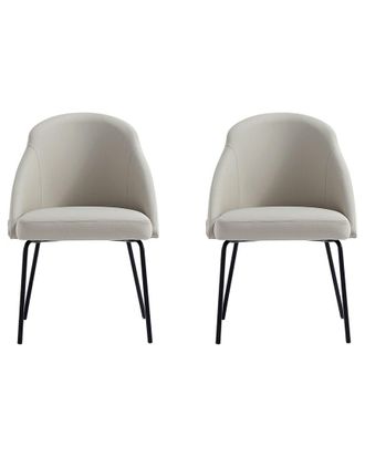 Manhattan Comfort Set Of 2 Gracie Modern Leatherette Dining Chairs With Steel Legs