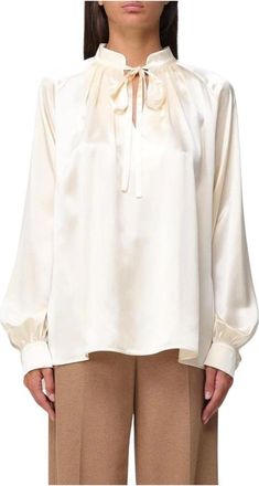 Max Mara Overhemden, Dames, Beige, S, Elegante Zijden Blouse