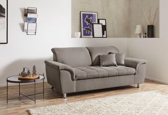 Domo Collection 2-Sitzer »Franzi, zeitlos & elegant, moderne Sitzheftung« wahlweise mit Kopfteilverstellung, inklusive Zierkissen