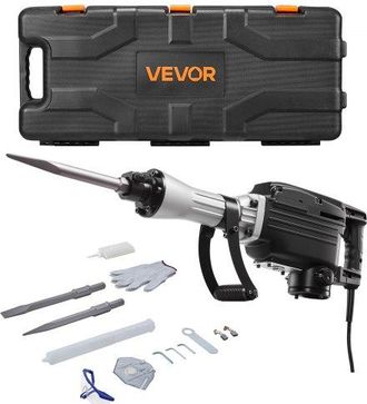 OEM Martillo Demoledor El&eacute;ctrico 2800 W 1200 Bpm, Con Cincel Puntiagudo Y Plano, Estuche De Transporte, Guantes Y Gafas De Seguridad, Para Paredes De Horm