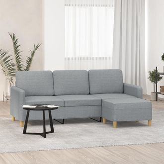 vidaXL Vidaxl - Divano A 3 Posti Con Poggiapiedi Grigio Chiaro 180cm In Tessuto