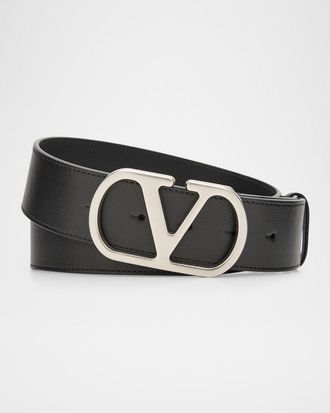 Valentino Garavani Men & apos;s Leather VLogo Belt