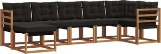vidaXL Conjunto De Sof&aacute;s De Exterior 7 Uds. Natural Y Negro Vidaxl