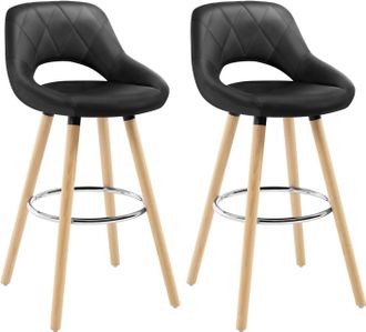 Woltu Woltu - 2x Taburetes De Bar Con Respaldo Sillas De Cocina Juego De 2 Taburetes Altos Cocina Marco De Madera Maciza Imitaci&oacute;n De Cuero Silla De Dise&ntilde;o 