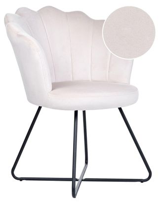 Beliani Sill&oacute;n terciopelo blanco crema