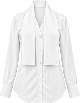 Tela Strik-kraag Blouse - Dames - Blouses - Wit - M - Katoen - Overhemden