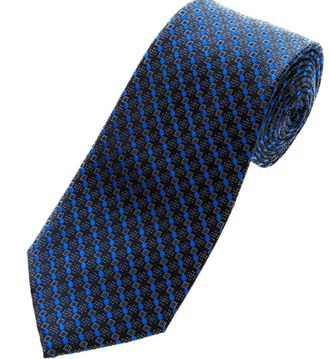 HOLLAND ESQUIRE Navy Silver Blue Silk Patterned Tie. Hand Made