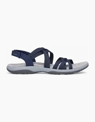Skechers Womens Skechers REGGAE SLIM - SUMMER GETAWAY Womens Cross Strap Sandals Navy - Blue - Size: 6