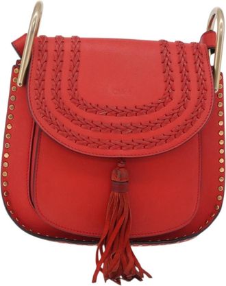 Chlo&eacute; Hudson Whipstitch Leather Red Leather Handbag (Pre-Owned)
