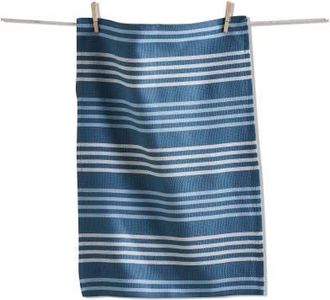 Tag Turquoise Basket Weave Stripe Cotton Kitchen Dishtowel in Blue at Nordstrom