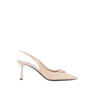 Prada Schoenen, Dames, Beige, 38 EU, Leer, Brushed Leather Slingback Pumps