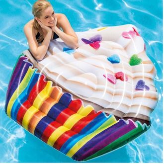 Trade Shop Trade Shop - Materassino Isola Gonfiabile Stampa Cupcake In Pvc Mare Piscina 142x135cm