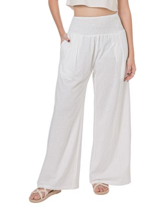 thumbnail image 2 of LOFBAZ Women Summer Flowy Cotton Linen Palazzo Wide Leg Pants 2 of 12