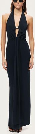Nocturne Halter Neck Cut-Out Maxi Dress in Black at Nordstrom, Size X-Small Eu