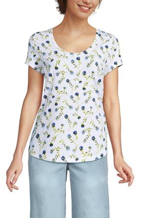 Lands End Lightweight Jersey T-shirt in White/blue Floral Sprigs at Nordstrom, Size X-Large P