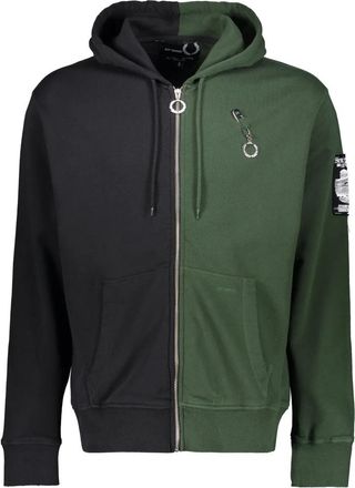 Fred Perry Contrast Full Zip Hoodie met Destroyed Effect - Heren - Vesten met rits - Groen - XS - Katoen - Hoodies & sweatvesten