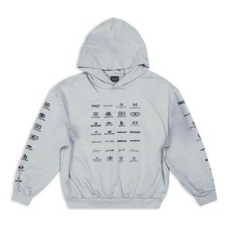 Balenciaga Archives Logos Hoodie Light Grey 726241TNVQ81342