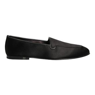 Dolce & Gabbana Loafers, male, Black, Size: 11 US Satin Logo Slip-On Loafers