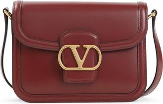 Valentino Garavani Rode Schoudertas 9to 5 Baksteen Robijn - Dames - Schoudertassen - Rood - ONE Size - Leer - Tassen