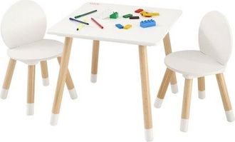 OEM Kindersitzgruppe Kindertisch, 2 Kinderst&uuml;hle 1 Tisch Kindersitzgruppe Aus Kiefernholz, Kindertisch-set Stabile Kinderm&ouml;bel Sitzm&ouml;bel F&uuml;r Kinder, M&auml;dch