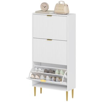 HOMCOM Homcom - Mobile Scarpiera Per 18 Paia Di Scarpe Con 3 Cassetti A Ribalta Bianco