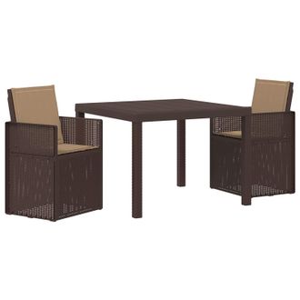 vidaXL Conjunto De Comedor De Jard&iacute;n 3 Uds. Marr&oacute;n Y Topo Pp Vidaxl