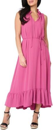 Gibsonlook Sienna Split Neck Tie Waist Ruffle Hem High-Low Dress in Raspberry Rose at Nordstrom Rack, Size Xx-Small