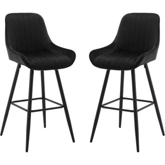 Woltu 2 Sgabelli Alti da Bar con Schienale. Sedie Moderne con Poggiapiedi Quadrato. Sedie in Velluto Ergonomiche per Bistrot. Altezza Sedile 71cm. Gmabe in